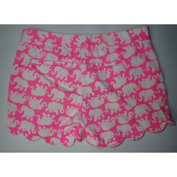 Lilly Pulitzer The Buttercup Short 00 Pink Elephant Scalloped Hem Women's Shorts - Picture 5 of 6